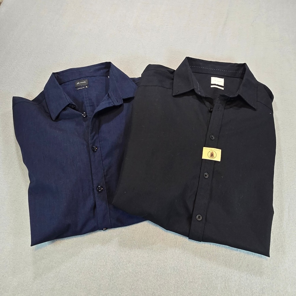JB Holt Button‎ Down Shirts Mens Large Navy Black Athletic Fit 2 Pack JB034FPW